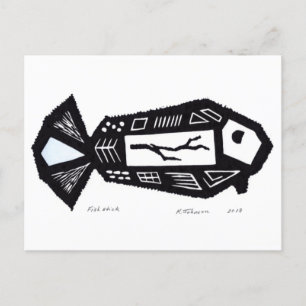 Fish Stick Linocut Design Briefkaart