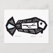 Fish Stick Linocut Design Briefkaart (Voorkant)