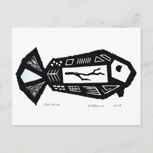 Fish Stick Linocut Design Briefkaart (Voorkant)