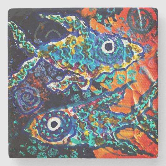 Fish Stone Coaster Stenen Onderzetter (Voorkant)