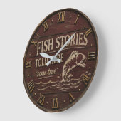 Fish Stories Told Here Funny Fishing Decor Grote Klok (Hoek)