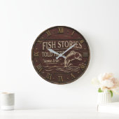 Fish Stories Told Here Funny Fishing Decor Grote Klok (Huis)