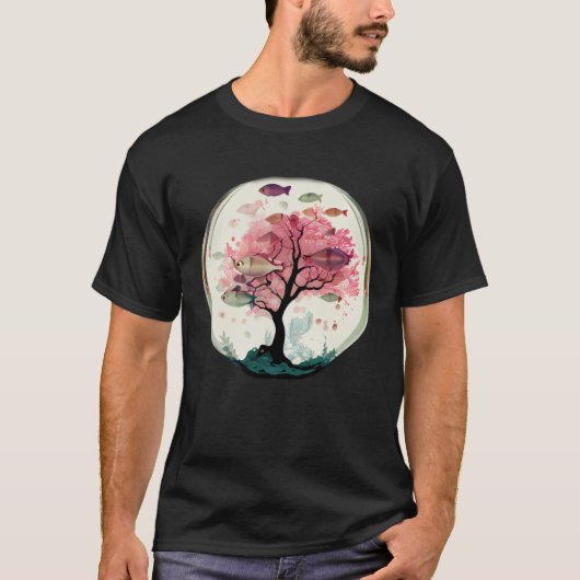 Fish swimming with Cherry blossom coral tree under T-shirt (Voorkant)
