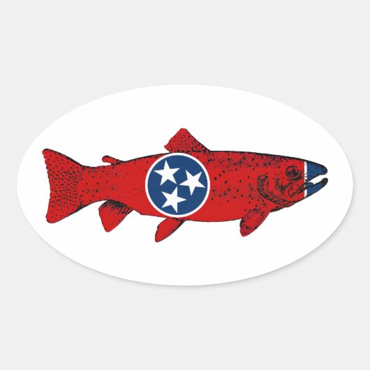 Fish Tennessee Trout Ovale Sticker (Voorkant)
