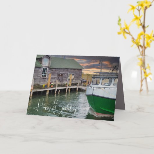 Fish Town Michigan Verjaardag Kaart (Gele Bloem)