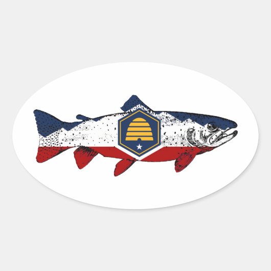 Fish Utah Trout Ovale Sticker (Voorkant)