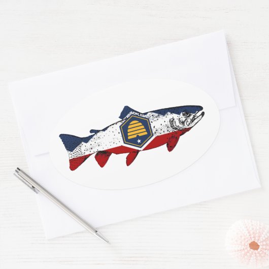 Fish Utah Trout Ovale Sticker (Envelop)