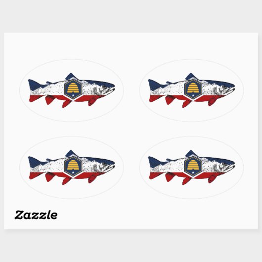 Fish Utah Trout Ovale Sticker (Vel)