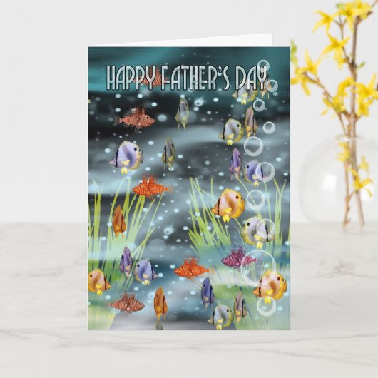 Fish Vaderdag Kaart - Fish Kaart voor Vaderdag (Gele Bloem)