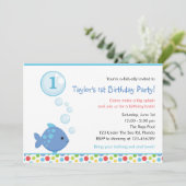 Fish Verjaardagsuitnodigingen (jongens) met bubbel Kaart (Staand voorkant)