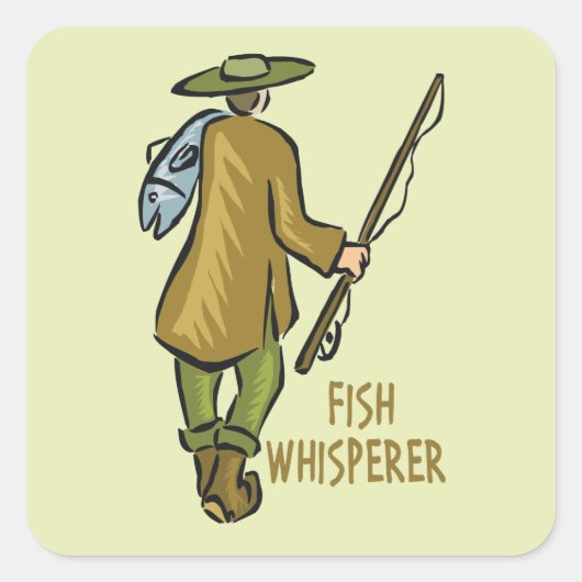 Fish Whisperer Vist Vierkante Sticker (Voorkant)