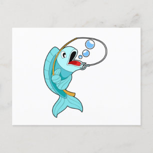Fish with Fishing rod Briefkaart