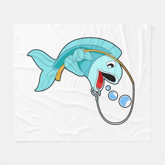 Fish with Fishing rod Fleece Deken (Voorkant (Horizontaal))