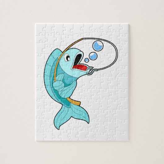 Fish with Fishing rod Legpuzzel (Verticaal)