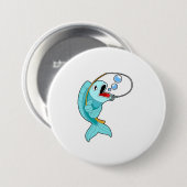 Fish with Fishing rod Ronde Button 7,6 Cm (Voorkant /achterkant)