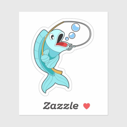 Fish with Fishing rod Sticker (Vel)