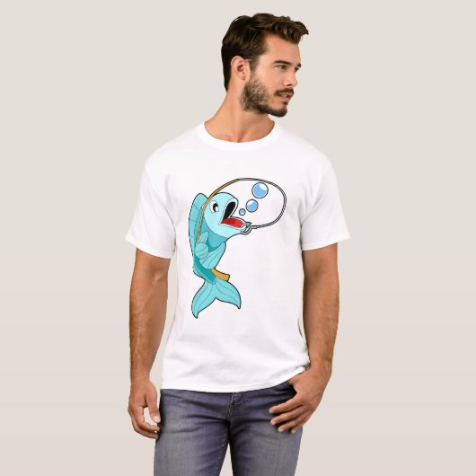 Fish with Fishing rod T-shirt (Voorkant volledig)