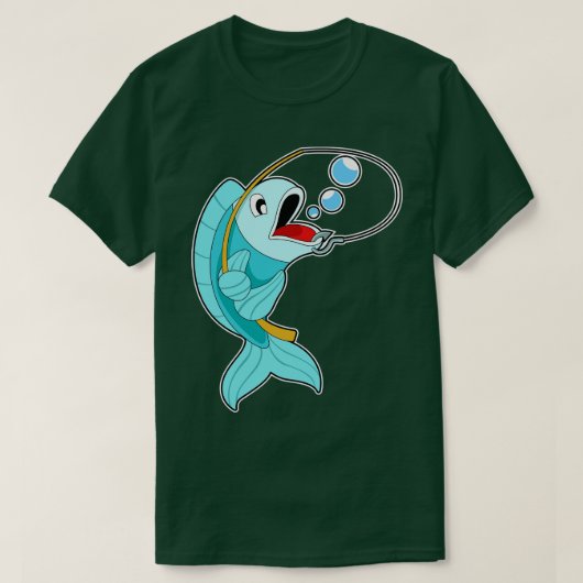 Fish with Fishing rod T-shirt (Design voorkant)