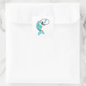 Fish with Fishing rod Vierkante Sticker (Tas)