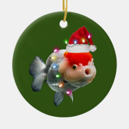 fish With Hat Lights Christmas Keramisch Ornament (Voorkant)