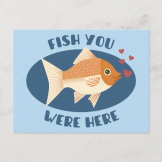 Fish you were here - Romantische vis Briefkaart