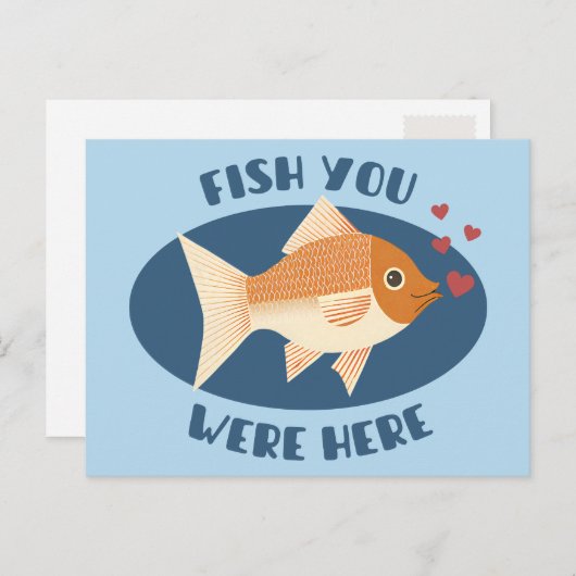 Fish you were here - Romantische vis Briefkaart (Voorkant / Achterkant)