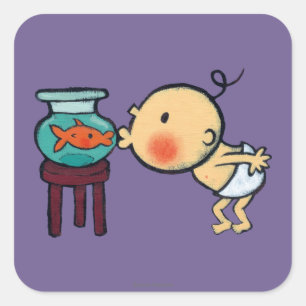 Fishbowl Kisses Oranje Goldfish Vierkante Sticker