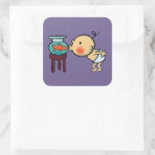 Fishbowl kisses Oranje goudvis Vierkante Sticker (Tas)