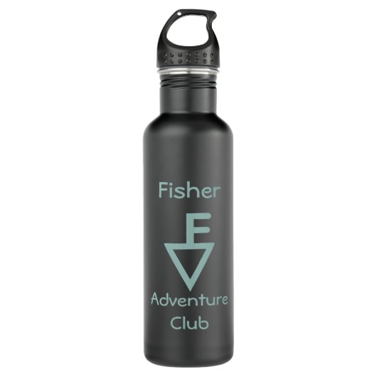 Fisher Adventure Club - Lichte Blauwgroen Logo Waterfles (Voorkant)