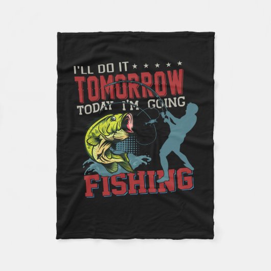 Fisher Art Vandaag Ga Ik Vissen Fleece Deken (Voorkant)
