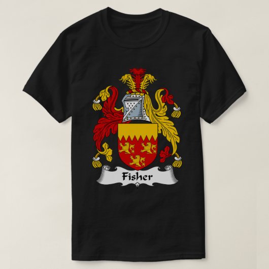 Fisher Coat of Arms Family Crest  T-shirt (Design voorkant)
