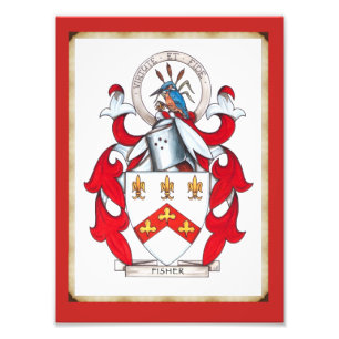 Fisher Family Coat of Arms Foto Afdruk