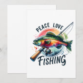 Fisher Geschenk Vrede Liefde Vissen Kaart (Voorkant / Achterkant)