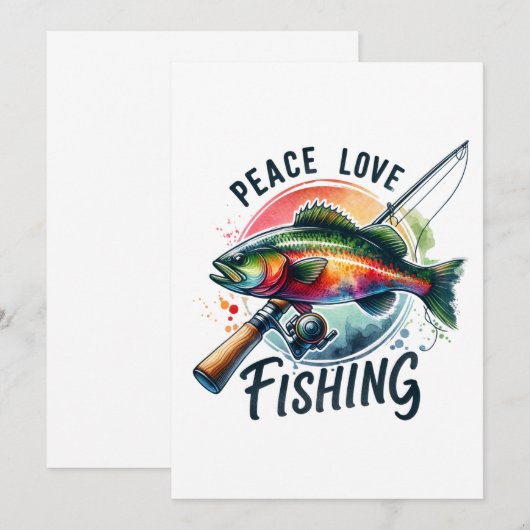 Fisher Geschenk Vrede Liefde Vissen Kaart (Voorkant / Achterkant)