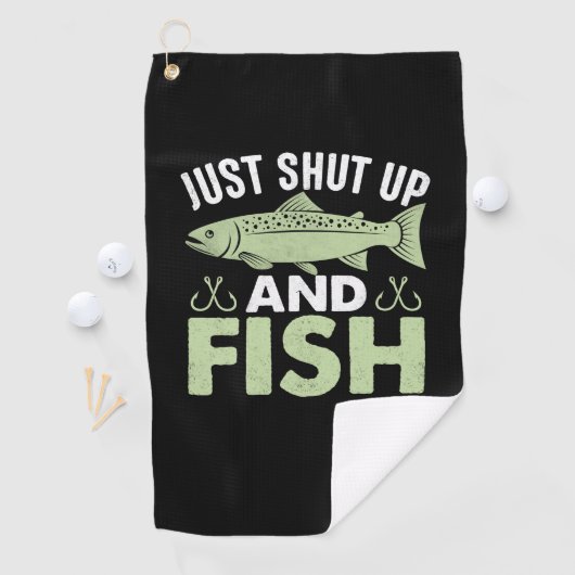 Fisher Gift Just Shut Up And Fish Golfhanddoek (Insitu)