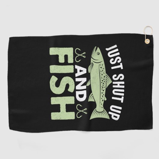 Fisher Gift Just Shut Up And Fish Golfhanddoek (Horizontaal)