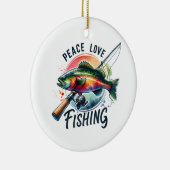 Fisher Gift Peace Love Gevist Keramisch Ornament (Rechts)