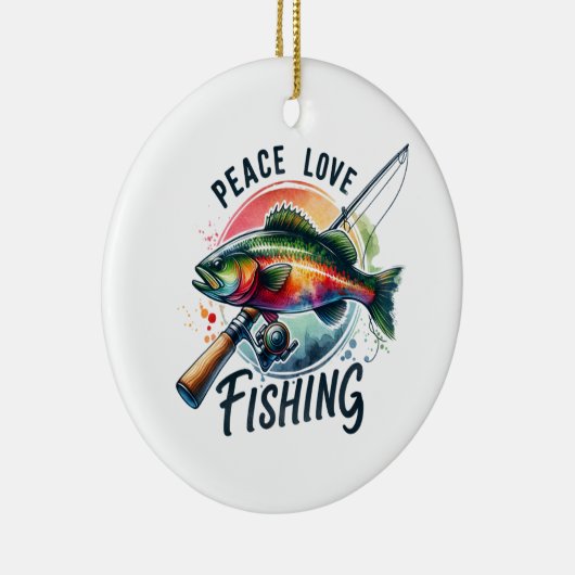 Fisher Gift Peace Love Gevist Keramisch Ornament (Rechts)