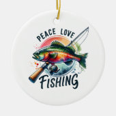 Fisher Gift Peace Love Gevist Keramisch Ornament (Voorkant)