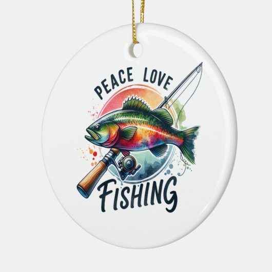 Fisher Gift Peace Love Gevist Keramisch Ornament (Links)