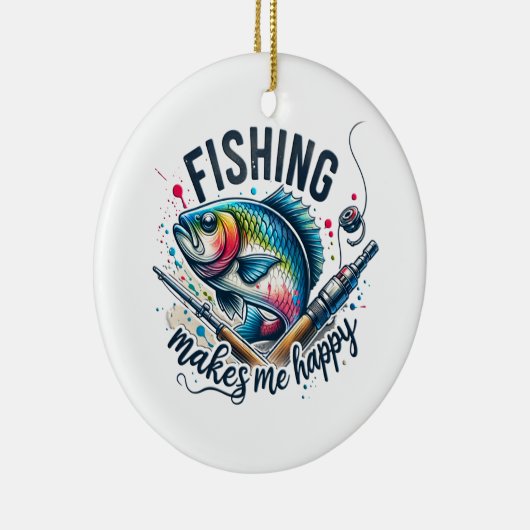 Fisher Gift Vist maakt mijn gelukkig Keramisch Ornament (Rechts)