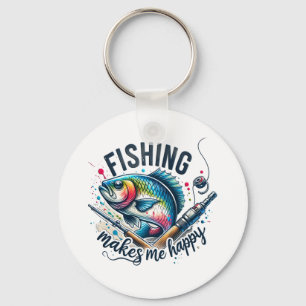 Fisher Gift Vist maakt mijn gelukkig Sleutelhanger