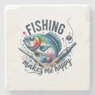 Fisher Gift Vist maakt mijn gelukkig Stenen Onderzetter