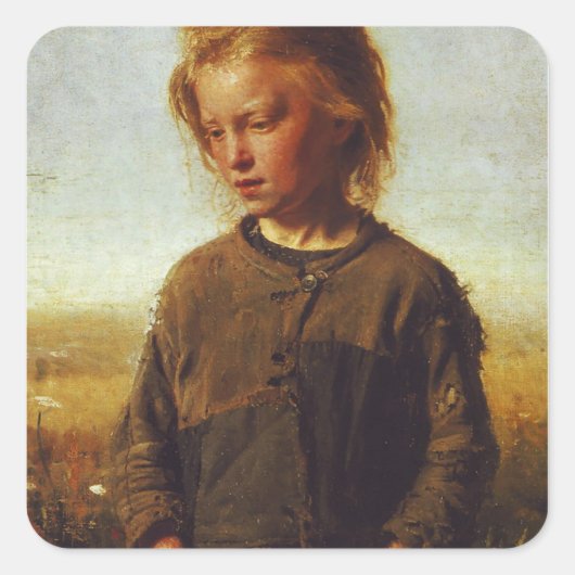 Fisher girl, 1874 vierkante sticker (Voorkant)