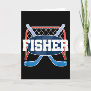 Fisher Naam Jongens Hockey Speel IJsbaan Veld Stok Kaart