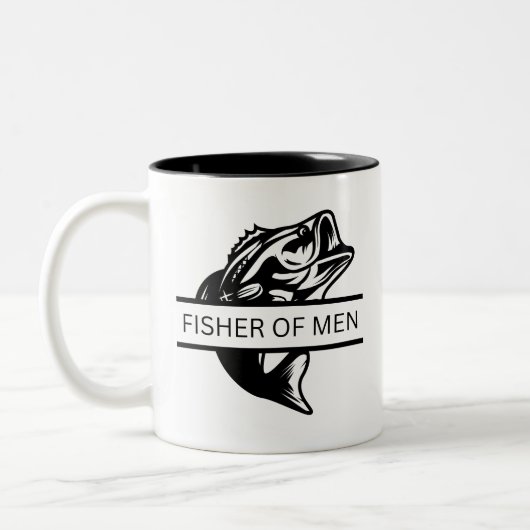 Fisher of Mannen God Mok, Faith Mok, Christelijk Tweekleurige Koffiemok (Links)