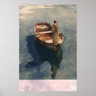 Fisher Of Men Print Jesus On Boat, Christian