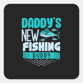Fisher papa New Vissen Buddy Vierkante Sticker