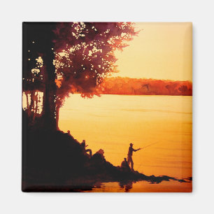 "Fisher People" Vist Landschap Waterverf Magneet