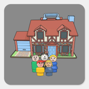 Fisher Price Little People Family with Tudor House Vierkante Sticker